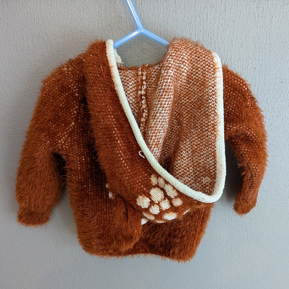 Cozy Rust  Brown Fuzzy Baby  Deer Jacket 18 M - Picture 6 of 6